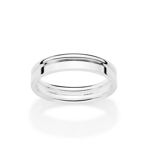 ALIANÇA COM FRISO DE PRATA MACIÇA 925