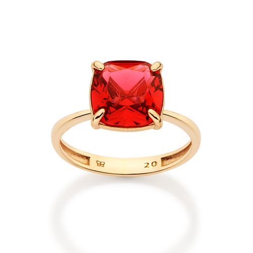 ANEL SOLITÁRIO BANHADO A OURO 18K COM CRISTAL