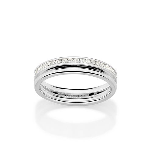 ALIANÇA DE PRATA MACIÇA 925 COM FRISO E ZIRCÔNIAS