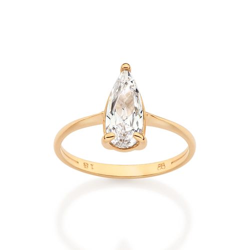ANEL SOLITÁRIO GOTA BANHADO A OURO 18K COM ZIRCÔNIA