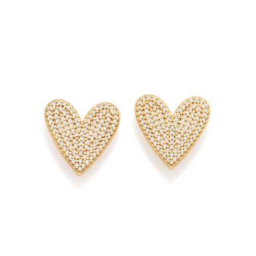 BRINCO CORAÇÃO BANHADO A OURO 18K COM ZIRCÔNIAS