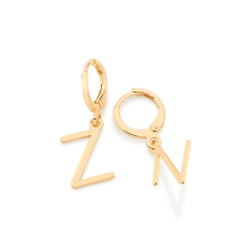 BRINCO ARGOLA COM LETRAS BANHADO A OURO 18K-LETRA Z