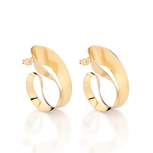 BRINCO MEIA ARGOLA ABSTRATO BANHADO A OURO 18K
