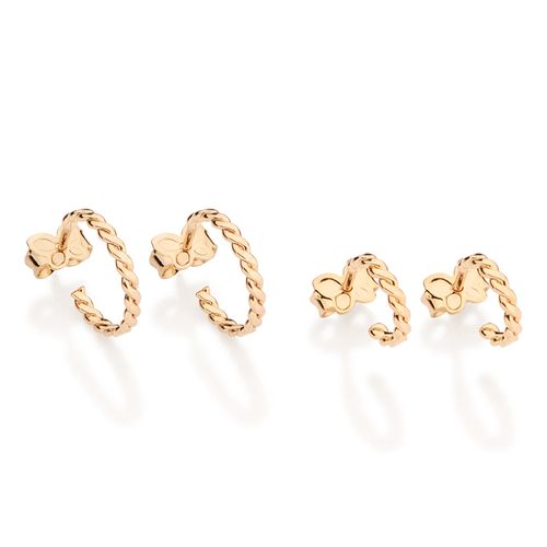 KIT BRINCO MEIA ARGOLAS TRANÇADAS BANHADO A OURO 18K