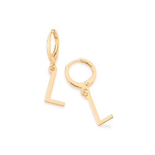 BRINCO ARGOLA COM LETRAS BANHADO A OURO 18K-LETRA L