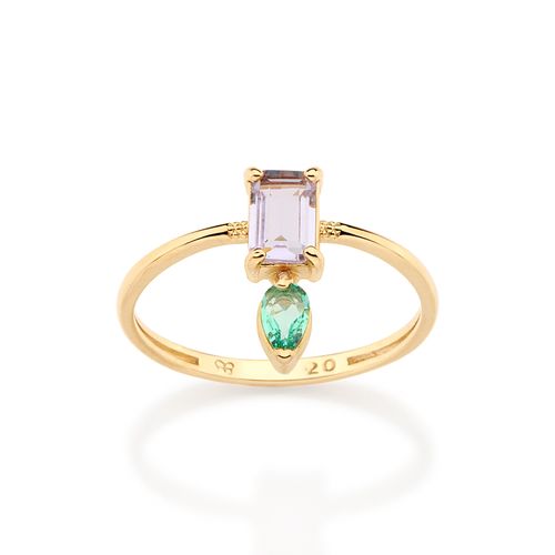 ANEL SKINNY GEOMÉTRICOS BANHADO A OURO 18K COM CRISTAIS