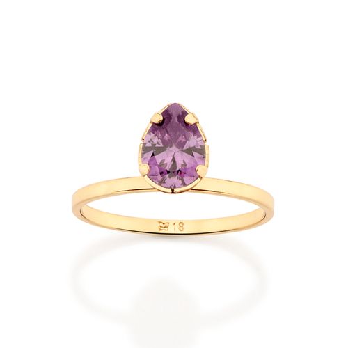 ANEL SOLITÁRIO GOTA BANHADO A OURO 18K COM ZIRCÔNIA