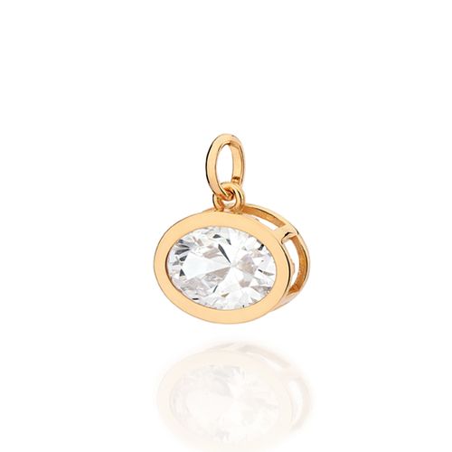PINGENTE OVAL BANHADO A OURO 18K COM ZIRCÔNIA
