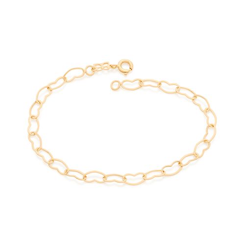 PULSEIRA BANHADA A OURO 18K COM CORAÇÕES