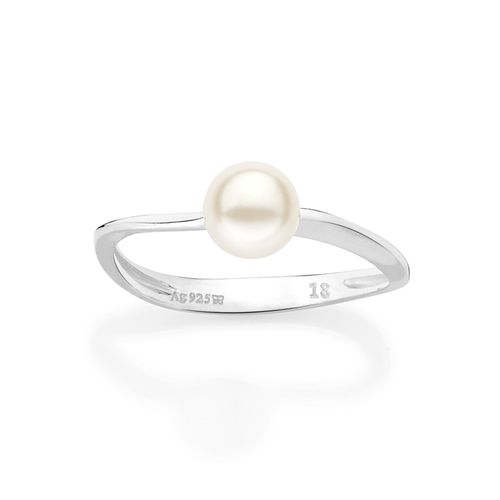 ANEL SOLITÁRIO DE PRATA MACIÇA 925 COM PÉROLA SINTÉTICA