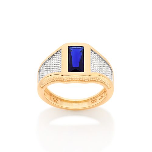 ANEL MASCULINO BANHADO A OURO 18K COM APLICAÇÃO DE RHODIUM