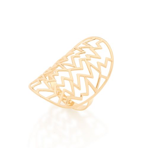 ANEL BANHADO A OURO 18K COM DETALHES EM ZIG ZAG