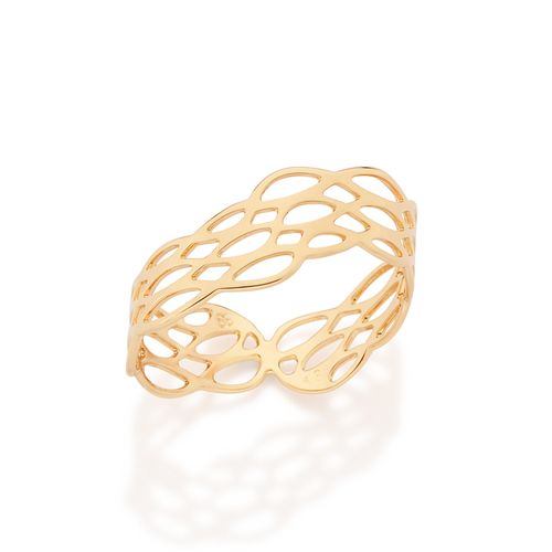ANEL ONDULADO BANHADO A OURO 18K
