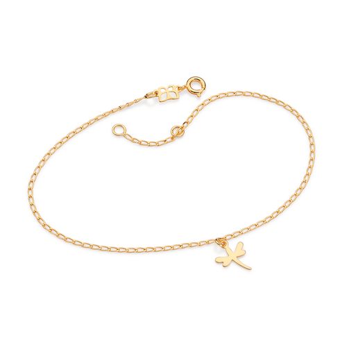 TORNOZELEIRA BANHADA A OURO 18K COM LIBÉLULA