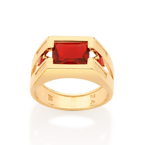 ANEL MASCULINO BANHADO A OURO 18K COM CRISTAIS