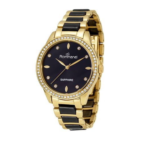 RELÓGIO ANALÓGICO SOCIAL DOURADO COM PRETO