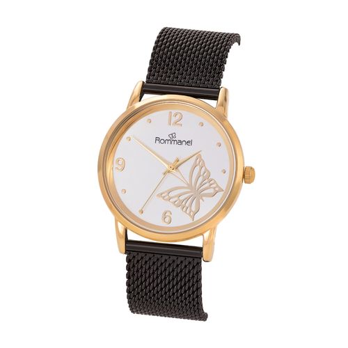 RELÓGIO ANÁLOGICO SOCIAL PRETO COM DOURADO