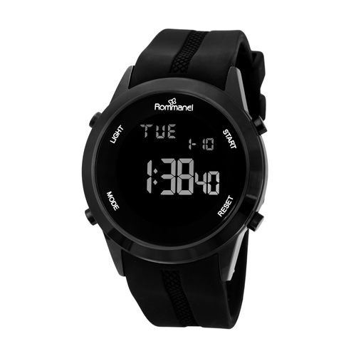 RELÓGIO DIGITAL LCD PRETO COM PULSEIRA DE SILICONE