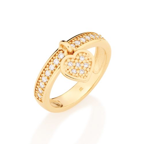 MEIA ALIANÇA BANHADA A OURO 18K COM ZIRCÔNIA