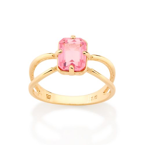 ANEL SOLITÁRIO BANHADO A OURO 18K COM CRISTAL