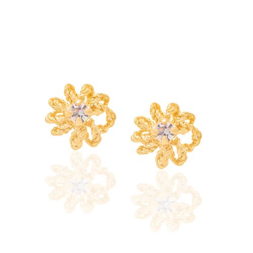 BRINCO FLOR BANHADO A OURO 18K COM ZIRCÔNIAS