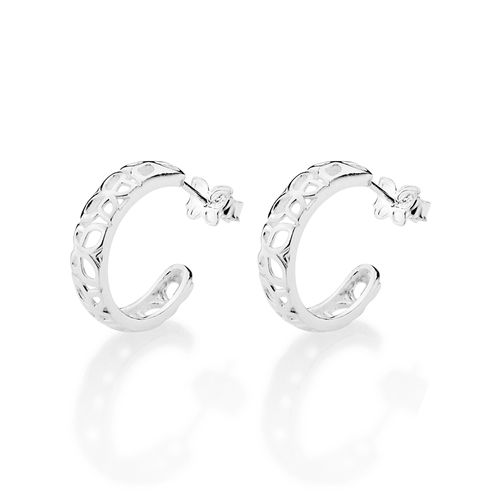 BRINCO MEIA ARGOLA DE BORBOLETAS DE PRATA MACIÇA 925