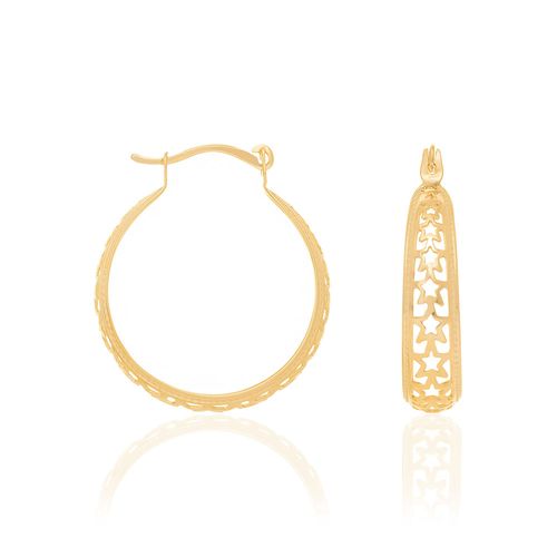 BRINCO ARGOLA ESTRELAS VAZADAS BANHADO A OURO 18K