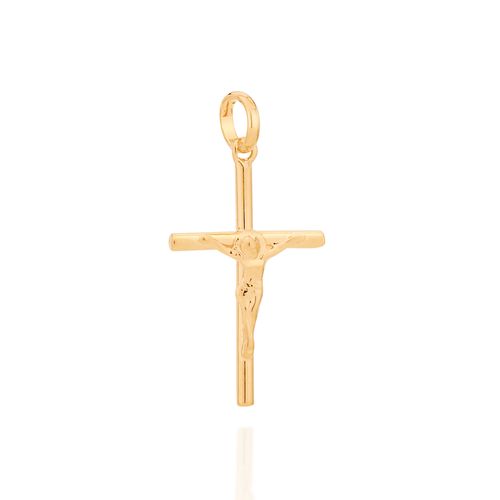 PINGENTE CRUZ COM CRISTO BANHADO A OURO 18K