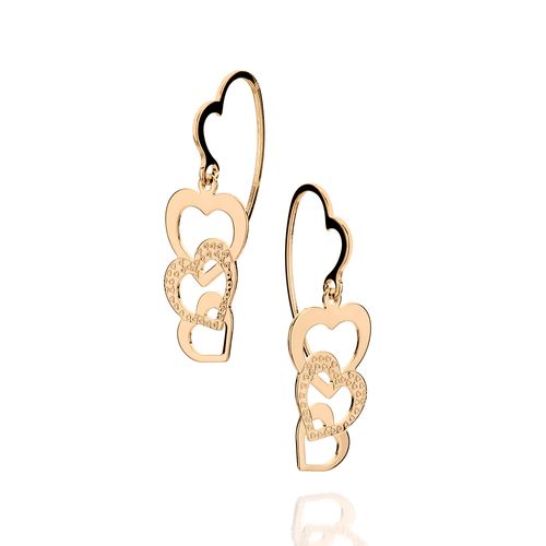 BRINCO CORAÇÕES BANHADO A OURO 18K