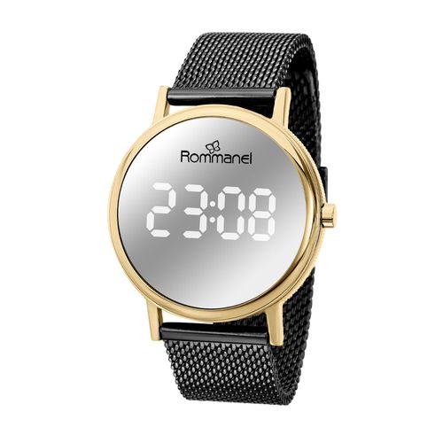 RELÓGIO DIGITAL LED DOURADO COM PRETO