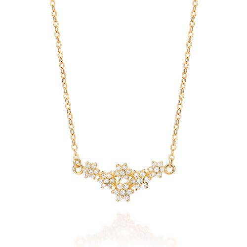 GARGANTILHA FLORES BANHADA A OURO 18K COM ZIRCÔNIAS