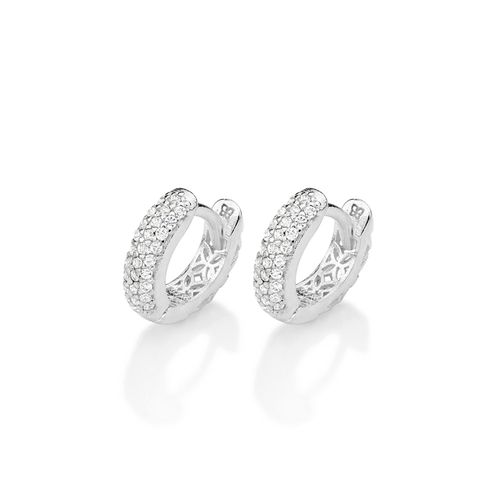 BRINCO ARGOLA DE PRATA MACIÇA 925 COM ZIRCÔNIAS