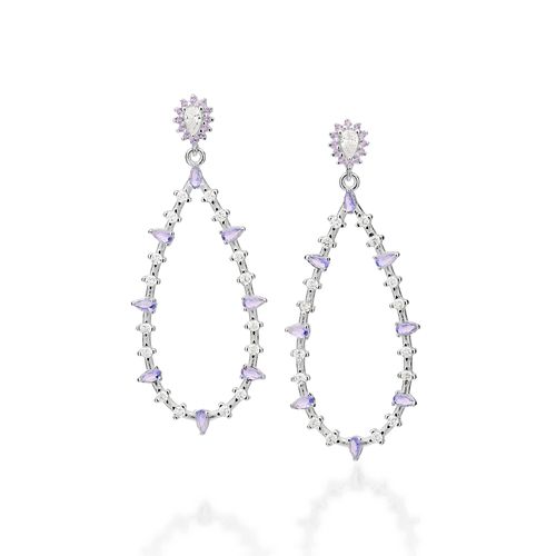 BRINCO GOTA PÊNDULO DE PRATA MACIÇA 925 COM ZIRCÔNIAS