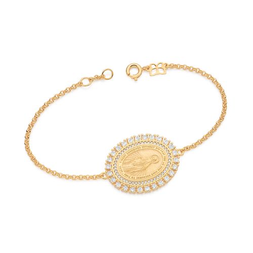 PULSEIRA NOSSA SENHORA DAS GRAÇAS BANHADA A OURO 18K COM ZIRCÔNIAS