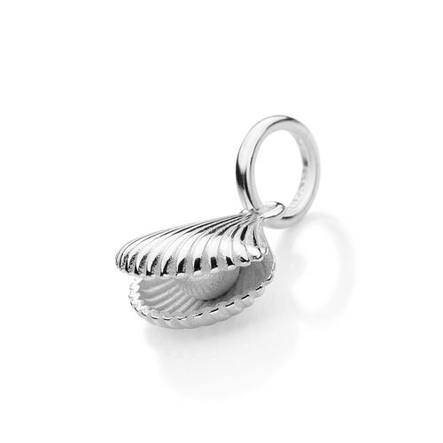 PINGENTE CONCHA ENTREABERTA DE PRATA MACIÇA 925 COM BOLA