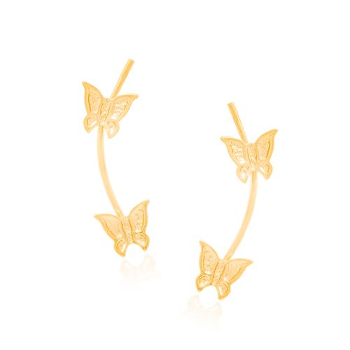 BRINCO EAR CUFF BORBOLETAS BANHADO A OURO 18K