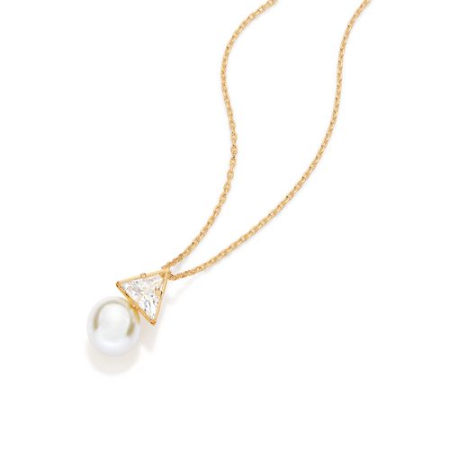 GARGANTILHA BANHADA A OURO 18K COM ZIRCÔNIA E PÉROLA SINTÉTICA