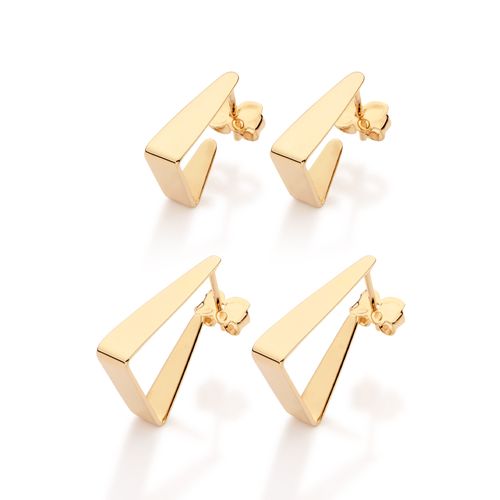 KIT BRINCO TRIANGULAR BANHADO A OURO 18K