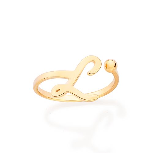 ANEL DE LETRA BANHADO A OURO 18K-LETRA L