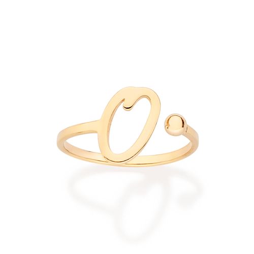 ANEL DE LETRA BANHADO A OURO 18K-LETRA O