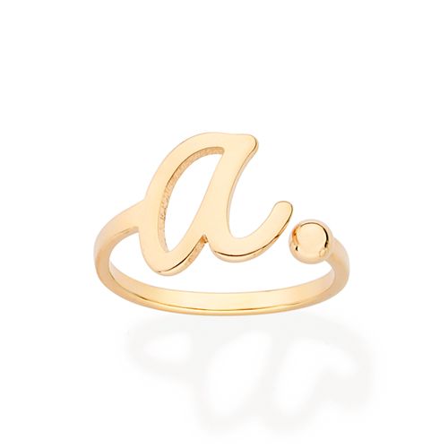 ANEL DE LETRA BANHADO A OURO 18K-LETRA A