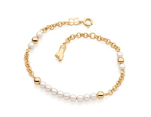 PULSEIRA BANHADA A OURO 18K COM PÉROLAS SINTÉTICAS