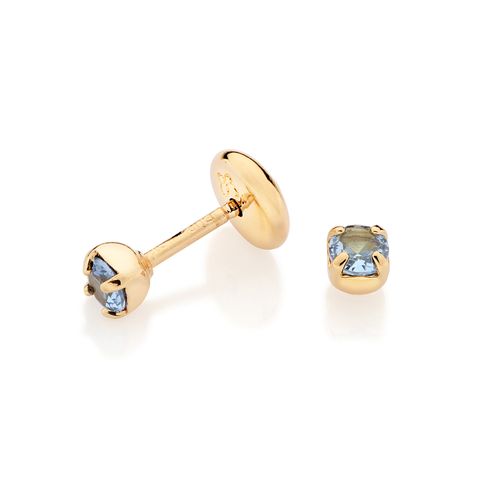 BRINCO SOLITÁRIO INFANTIL BANHADO A OURO 18K COM ZIRCÔNIAS