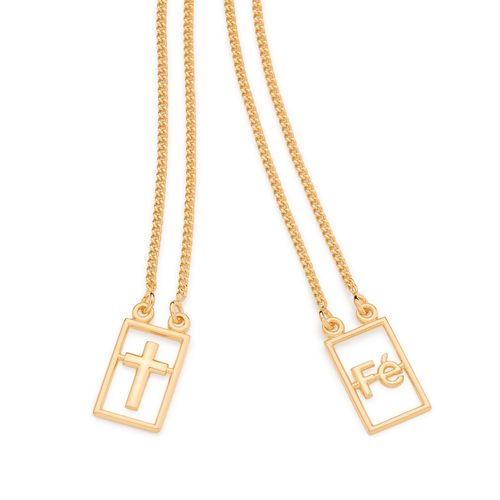 ESCAPULÁRIO FÉ BANHADO A OURO 18K