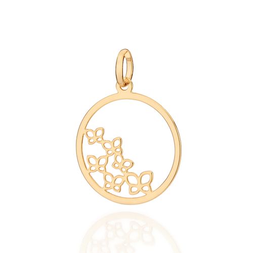 PINGENTE REDONDO BORBOLETAS BANHADO A OURO 18K