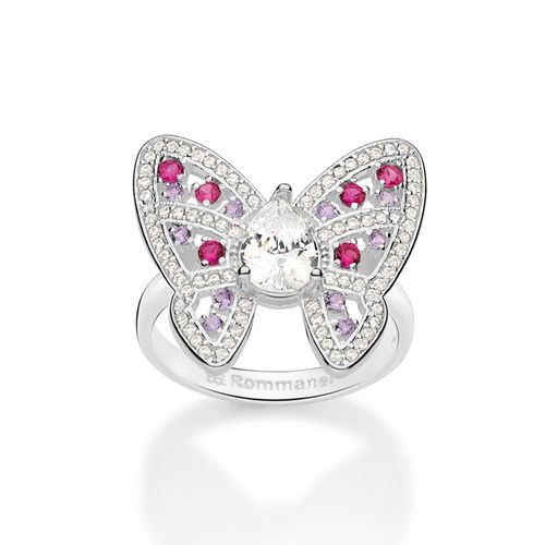 MAXI ANEL BORBOLETA DE PRATA MACIÇA 925 COM ZIRCÔNIAS