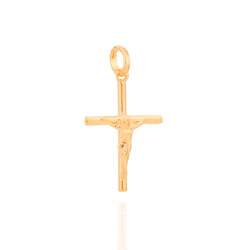 PINGENTE BANHADO A OURO 18K CRUZ COM CRISTO