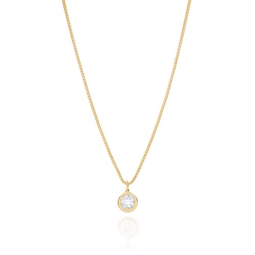 GARGANTILHA COM PINGENTE SOLITÁRIO BANHADA  A OURO 18K