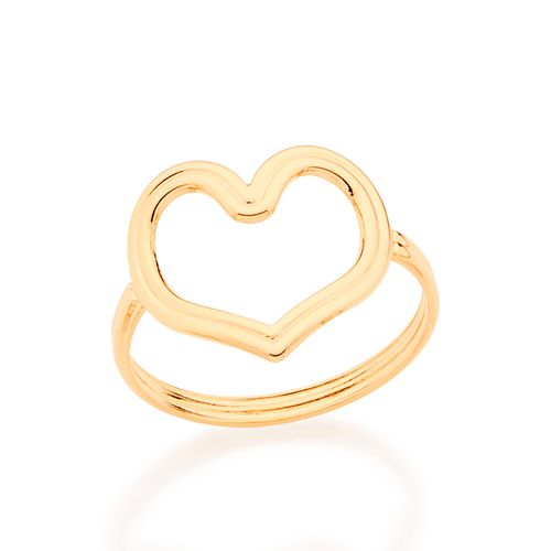 ANEL COM CORAÇÃO VAZADO BANHADO A OURO 18K