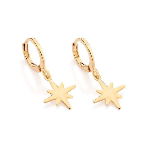 BRINCO ARGOLA COM ESTRELA BANHADO A OURO 18K